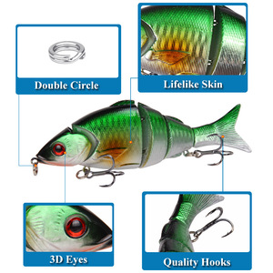 Señuelo de pesca Kfsf Five Joint Fish Lure de 12.5cm y 21g, cebo duro tipo Minnow para pesca de lubina en aguas medias con anzuelo triple. - Product Image 4