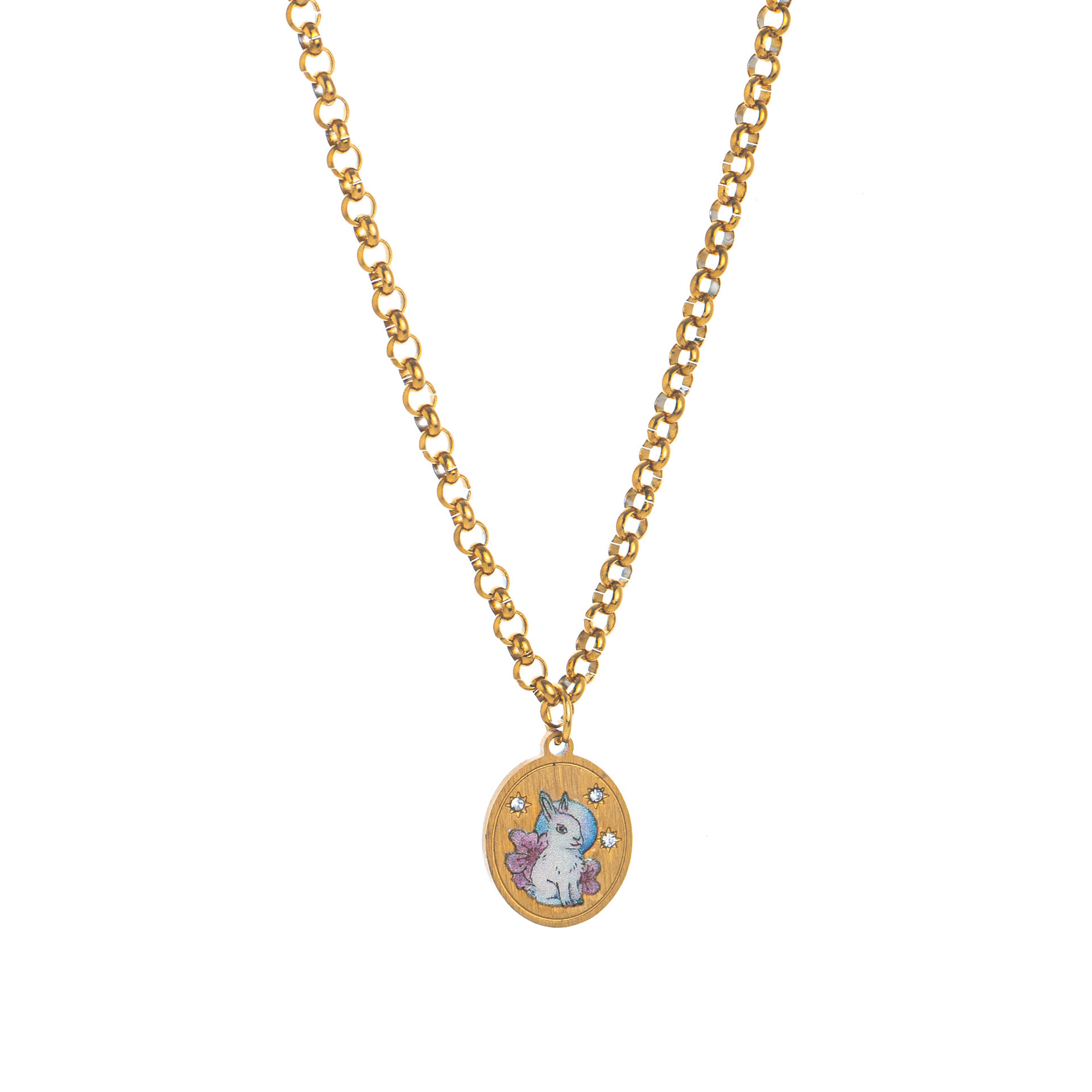 Collar Conejo Dorado - [Desabrochado en una cara]