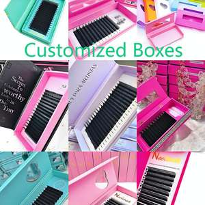 Marque privée cachemire noir mat léger extensions de cils individuels facile ventilateur soie 17mm longueur CC Curl fournitures de gros - Product Image 3