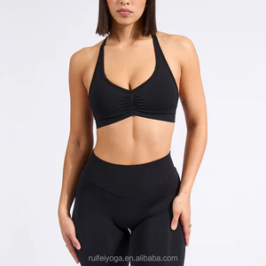 Soutien-gorge de sport <span class=keywords><strong>pour</strong></span> femmes sans couture de yoga antichoc avec logo personnalisé respirant réglable au <span class=keywords><strong>centre</strong></span> de la sangle dorsale froncé dos nu - Product Image 6