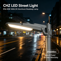 Lampadaire LED CHZ 2700K-6500K CCT à angle de faisceau de type II, III, V, en aluminium et verre, IP66