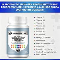 Vente en gros OEM en vrac – Capsules de Vitamine C, D3, E et Phosphatidylsérine (60, 90, 120 unités) pour la mémoire