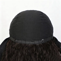 Perruque synthétique bouclée afro naturelle noire sans colle, avec bandeau, longue, effet yaki, boucles volumineuses, densité 180 %, bonnet en maille élastique, vente en gros
