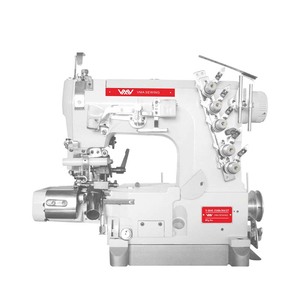 Máquina de coser industrial VMA con corte automático y interlock para elásticos, con cuchilla lateral derecha y cama cilíndrica - Product Image 1