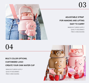 Tasse en plastique de grande capacité, tasse d'ours, tasse de ventre, tasse de sport portable - Product Image 4