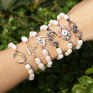 Joyería <span class=keywords><strong>de</strong></span> Moda con Perlas, Pulsera <span class=keywords><strong>de</strong></span> Perlas <span class=keywords><strong>de</strong></span> Goma, <span class=keywords><strong>Pulseras</strong></span> Blancas Naturales para Mujer y Plata Semanal - Product Image 1