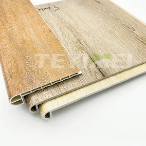 TEYIMEI Non-slip Carpet Natural Wood Grain Spc Stair Step Treads 1200*305*30mm For Stair Decoration