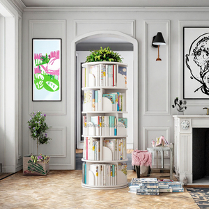 Scaffale rotante in legno a 360 gradi di rotazione salvaspazio per libri illustrati per lo stoccaggio degli studenti a casa - Product Image 3