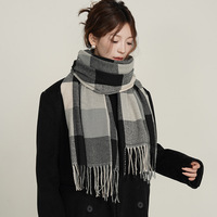 Écharpe en polyester effet cachemire style britannique pour femme, automne-hiver, motif écossais classique, inspirée d'Instagram, design décontracté à franges
