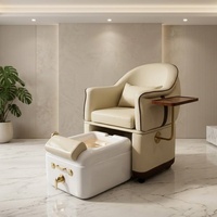 Fauteuil de pédicure moderne de luxe sans plomberie, avec bassin pour les pieds amovible, canapé de pédicure en cuir avec table latérale