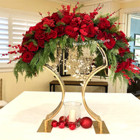 Prix d'usine Hôtel Événements de fête de mariage Arche Forme Table Pièce maîtresse Meubles Or Fer Fleur Stand