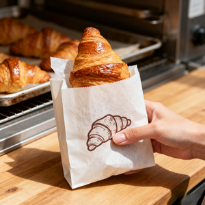 Sacs d'emballage en papier blanc anti-graisse personnalisés de qualité alimentaire Bandes en papier pour biscuits Hamburger Croissant Pain - Product Image 2