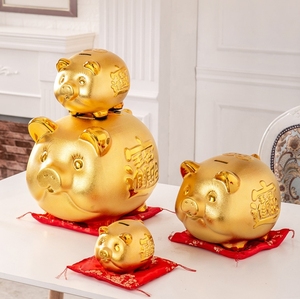All'ingrosso golden pig moneta di risparmio in contanti grande piccolo salvadanaio d'oro per i soldi cinese nuovo anno in ceramica personalizzato grande maiale carino logo - Product Image 3