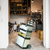 Boîte de rangement à roulettes MJ-3166 avec poignée télescopique de 23 pouces / Boîte à outils métallique personnalisée de 580x350x838 mm avec roues