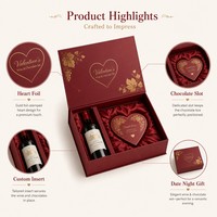 Boîte cadeau magnétique personnalisée pour vin et chocolat, emballage rigide en papier pour bouteille de vin rouge, kit chocolat en forme de cœur, vente en gros