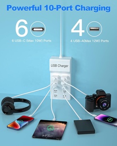 USB C Trạm Sạc 50W-100W 10 cổng sạc Hub với 6 USB-C & 55W Máy tính để bàn Dock OTP điện pin sạc Dock - Product Image 5