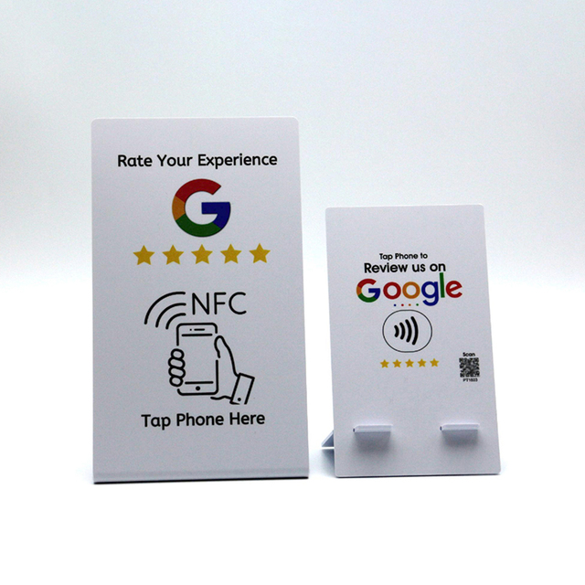 Factory Low-Priced PVC NFC Stand Printed Google Wood & Metal NFC Stand with 13.56MHz RFID Communication Interface