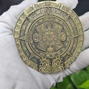 Medallón de Moneda de Bronce del Calendario Azteca Maya, Arte <span class=keywords><strong>Mexicano</strong></span> Mesoamericano, 80 mm de Diámetro, Regalo de Colección, Recuerdo - Product Image 3