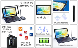 10 <strong>Inch</strong> <strong>3</strong>-in-1 <strong>Tablet</strong> 8 GB (<strong>4</strong> + <strong>4</strong> GB Expand) 128 GB ROM Android 13 Qcta Core WiFi 6 6000 MAh <strong>Tablet</strong> PC with Keyboard