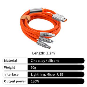 2026 Silicone 3 in 1 Data <b>Cable</b> Silicone Multiple Custom USB Zinc Alloy Soft Mobile <b>Charger</b> <b>Cable</b> for Sale - Product Image 2