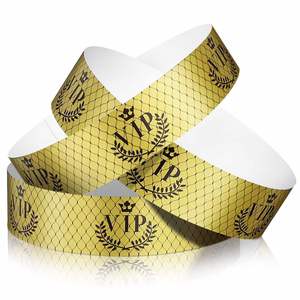 Bracelet en papier Tyvek personnalisé en usine, réglable, étanche, pour festival, événement, fête, bracelet doré à clip, bracelet VIP - Product Image 1