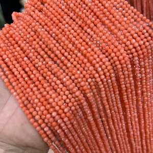 Perline di Agata Rotonde Sfaccettate <span class=keywords><strong>Rosso</strong></span> <span class=keywords><strong>Scuro</strong></span> Arancione 3mm 4mm 8mm, Perline Mimi in Cristallo, Perline a Disco Duro Angolate, Corallo di Bambù Marino per Gioielli e Bracciali - Product Image 2