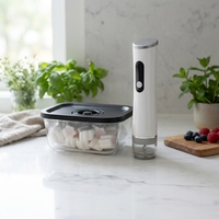 Scelleuse sous vide manuelle portable en plastique à piles pour sacs réutilisables, conservation domestique, grande capacité, indicateur LED, faible consommation