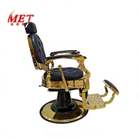 Fauteuil de Barbier Hydraulique de Luxe Rétro Meientai pour Salon de Coiffure, Inclinable, pour Coupe de Cheveux, Toilettage et Massage, en Cuir