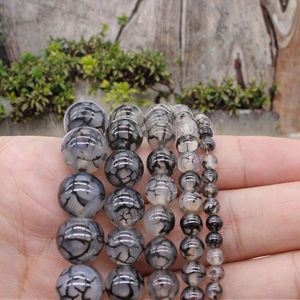 Perles en vrac <span class=keywords><strong>de</strong></span> cristal d'<span class=keywords><strong>agate</strong></span> <span class=keywords><strong>veine</strong></span> <span class=keywords><strong>de</strong></span> <span class=keywords><strong>dragon</strong></span> noir naturel, <span class=keywords><strong>pierre</strong></span> énergétique pour la fabrication <span class=keywords><strong>de</strong></span> bijoux DIY, avec pouvoir <span class=keywords><strong>de</strong></span> guérison, 1 brin <span class=keywords><strong>de</strong></span> pierres précieuses - Product Image 3