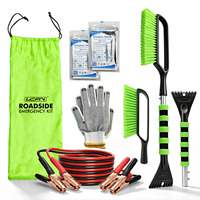 Kit d'urgence pour la conduite hivernale, kit d'urgence routière avec câbles de démarrage, brosse à neige et grattoir à glace, couverture d'urgence