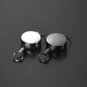 Retractable Key Chain Key Chain Pull Back Recoil Movement Key Ring Anti-lost <b>ID</b> Card Holder Anti-theft Chain Organizer - Product Image 2