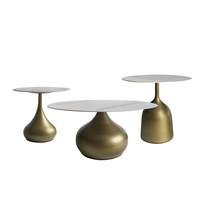 Table de chevet ronde en métal doré, ensemble de meubles traditionnels Vintage, de salon, Design en céramique, table de café