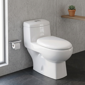 WC monobloc moderne en céramique blanche, à poser au sol, pour salle de bain, sanitaires - Product Image 6