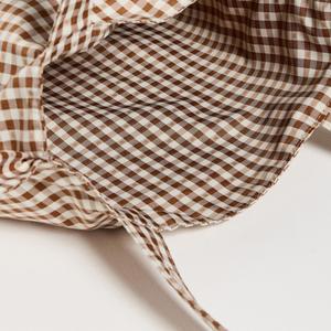 Custom Large <b>Boho</b> Handbag for Women with Gingham Checkered & Woven Label Logo Weekend Zipper Tote Shopper <b>Bag</b> with Frill - Product Image 5