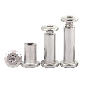 Vis et <span class=keywords><strong>écrou</strong></span>s de fixation pour meubles en acier inoxydable 304, <span class=keywords><strong>tête</strong></span> plate ronde hexagonale, <span class=keywords><strong>avec</strong></span> douille et <span class=keywords><strong>écrou</strong></span> à barillet, jeu de vis de verrouillage - Product Image 5