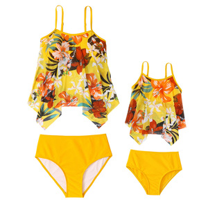 Traje de Baño Tankini de Dos Piezas para Madre e Hija, Talla <span class=keywords><strong>Grande</strong></span>, con Malla Floral, Personalizado, Ropa de <span class=keywords><strong>Playa</strong></span> - Product Image 2