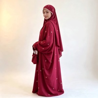 Ensemble Khimar brodé avec nœud marron, manches cloche, vêtements modestes pour femmes, vêtements musulmans islamiques