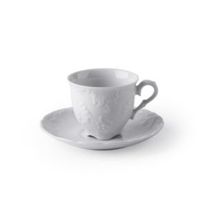Juego de 6 Tazas de Café de Porcelana Excelsa de 10 Cl con Platos, Diseño Elisa Rococo - Product Image 1