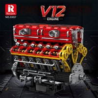 Zhenbrick 33017v12, Bloques de Construcción de Motor de Cilindros, Modelo Mecánico, Personalizable, Juego de Bloques de Construcción MOC