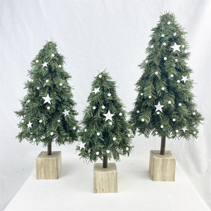 <strong>Christmas</strong> Decorations Santa Claus <strong>Mini</strong> Artificial <strong>Christmas</strong> Tree Pine Trees with Wooden Bases Holiday Ornaments - Product Image 3