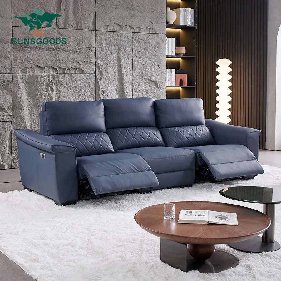 Erstklassige italienische Kabine echtes Leder modernes einfaches Design Mikrofaser multifunktionales intelligentes sektional lieges sofa