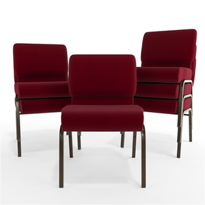 Silla apilable interconectable <span class=keywords><strong>de</strong></span> 21'' <span class=keywords><strong>de</strong></span> ancho para iglesia, en tela burdeos con estructura dorada, ideal para eventos, venta al por mayor a precio económico. - Product Image 6