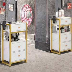 Carrito Auxiliar Moderno de Acero Inoxidable para Salón, Carrito Giratorio Profesional para Escuela, Bar, Maquillaje, Estética y Spa - Product Image 3