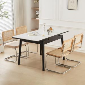 Marrone imbottito in Rattan naturale <span class=keywords><strong>cucina</strong></span> <span class=keywords><strong>sedie</strong></span> accento senza braccioli sedia laterale con gambe in metallo cromato per soggiorno camera da letto - Product Image 6