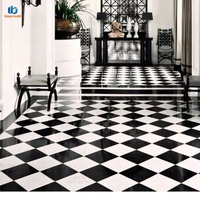 Carrelage en porcelaine effet marbre noir et blanc poli moderne, motif diamant 800x800mm, idéal pour les sols de salle de bain - Vente Flash