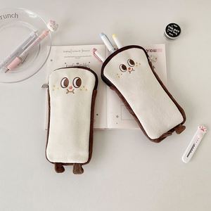 Mini Quilted Cartoon Soft <b>Plush</b> Toast Design Desktop Storage Student Portable Stationery Pencil Bag - Product Image 3