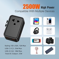 Adaptateur de voyage portable mince Worldplug tout-en-un à charge rapide 25W QC3.0 avec 2 ports USB Type C pour ordinateur portable et appareil photo