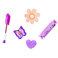 Mini Set de Papelería para Equipaje, Incluye Notas Adhesivas, Borrador, Clip, Bolígrafo de Gel Compacto, Resaltador, Útiles Escolares Portátiles para Niños