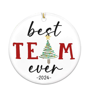 Ornement en céramique rond à sublimation Topjlh, 3 pouces, imprimable double face avec cordon doré, <span class=keywords><strong>photo</strong></span> personnalisée, logo, arbre <span class=keywords><strong>de</strong></span> Noël - Product Image 1