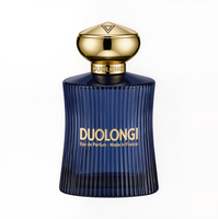 Flacon de parfum vide en verre rond de luxe de 50 ml avec bouchon à vis, diffuseur prêt à l'emploi, boîte personnalisée de couleur bleue